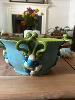 Anthropology artisan ceramic planter.